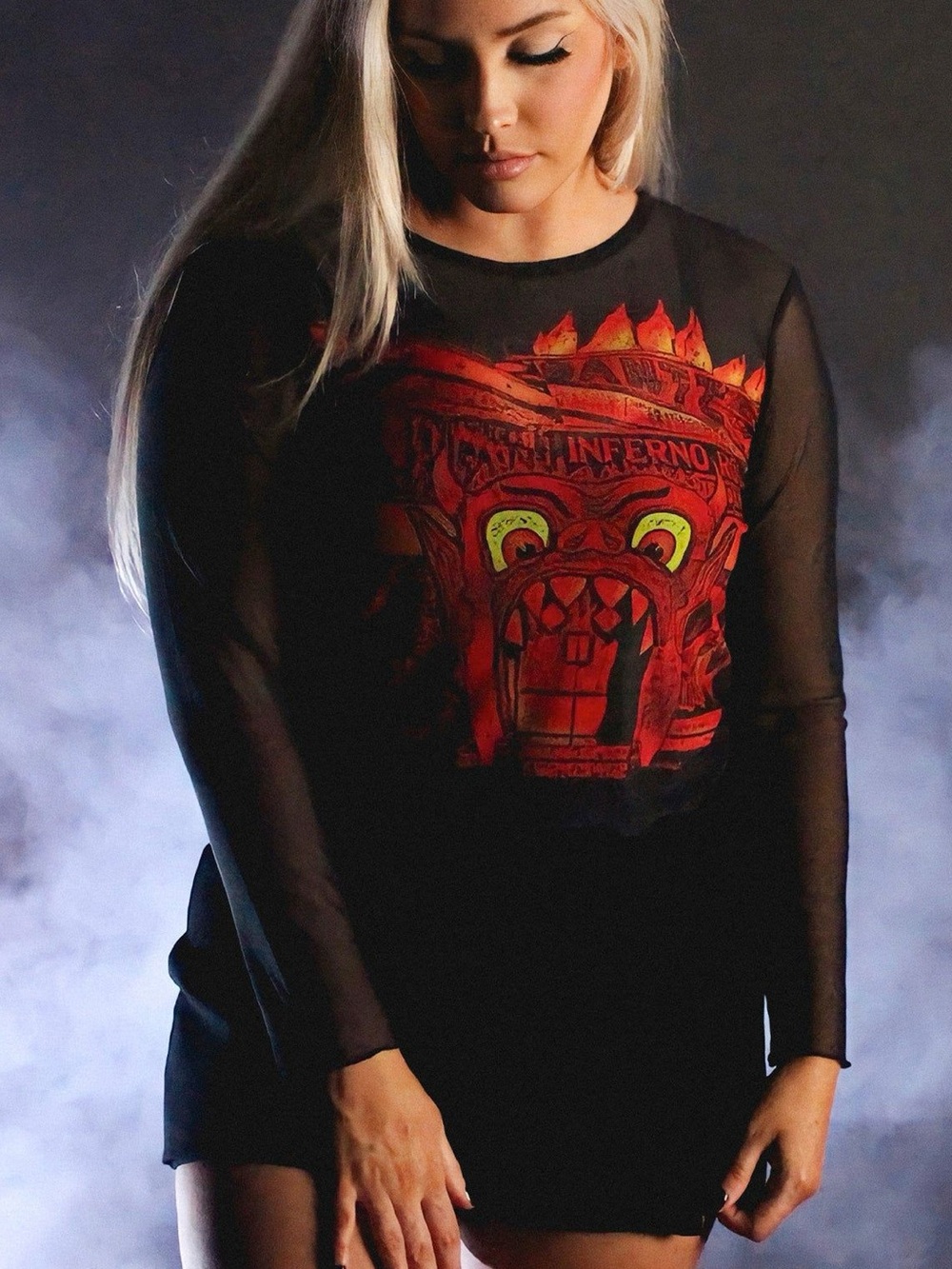 Cakeworthy Beetlejuice Dante’s Inferno House Mesh Top 4X